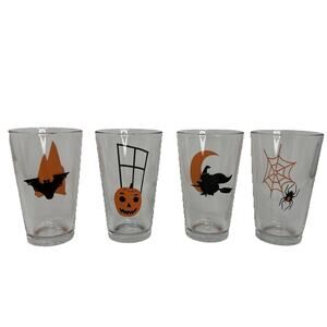 4 Vintage Libbey Halloween Drinking Glass Tumblers Made in U.S.A.